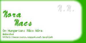 nora macs business card