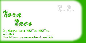 nora macs business card